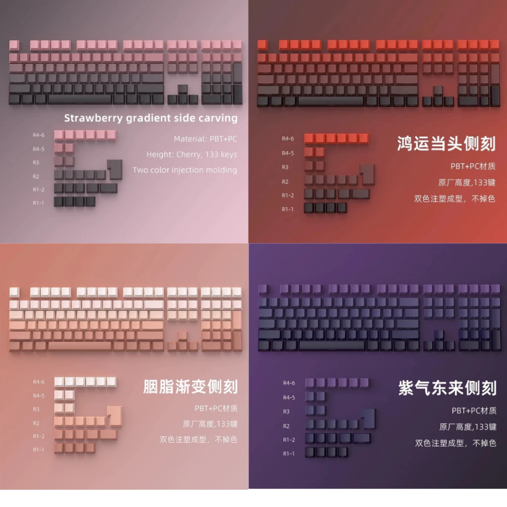 KEYCAP GRADIENT SIDE PRINT XUYÊN LED CẠNH | PBT DOUBLE SHOT | CHERRY PROFILE