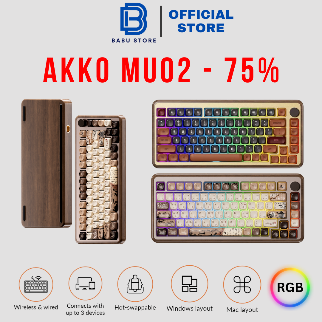 Bàn phím cơ AKKO MU02 Mountain Seclusion | (Hotswap,RGB / Multi-Modes/ Switch akko Rose wood)