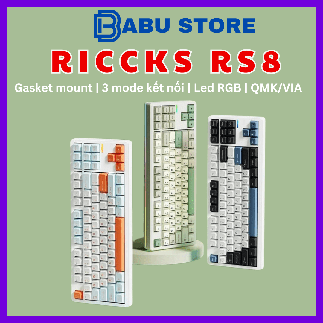 Bàn phím cơ Riccks RS8 - Layout TKL hỗ trợ QMK/VIA quốc dân mới