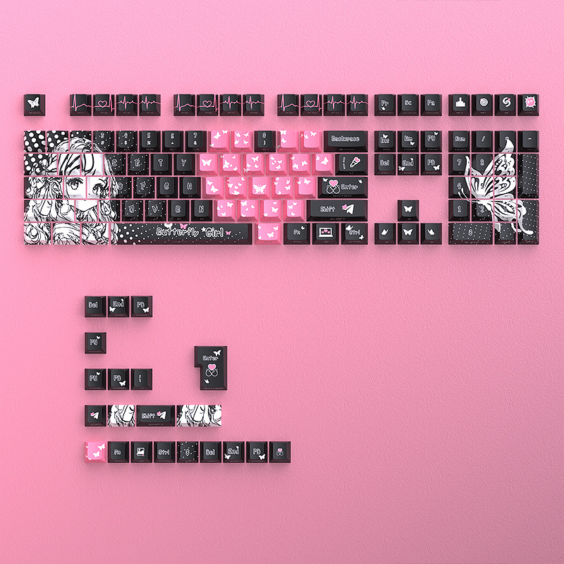 Keycap Butterfly girl hồng đen